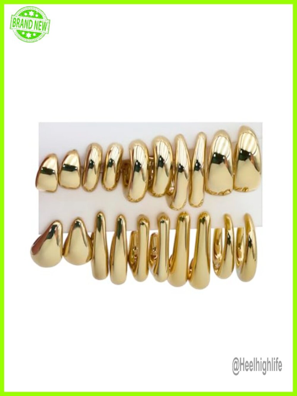 10 Pairs Gold Plated Chunky Dangle Hoop Earrings Set Lightweight